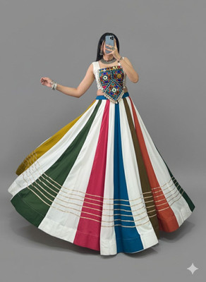 Dkfashion Floral Print Semi Stitched Lehenga Choli(Multicolor)
