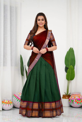 PAVITRAA SAREES Solid Semi Stitched Lehenga Choli(Dark Green)