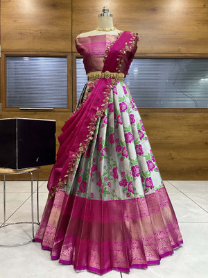 Payu Self Design Semi Stitched Lehenga Choli(Grey)