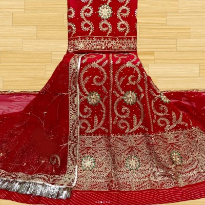 balaji textiles Embroidered, Embellished Semi Stitched Lehenga Choli(Red)