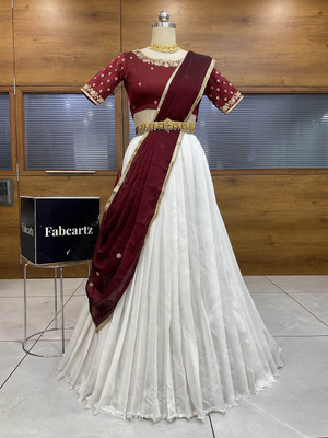 MR Y Self Design Semi Stitched Lehenga Choli(Maroon)