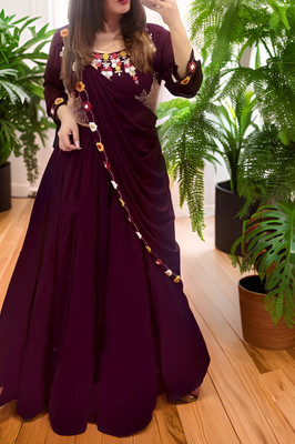 balaji textiles Embroidered Semi Stitched Lehenga Choli(Purple)