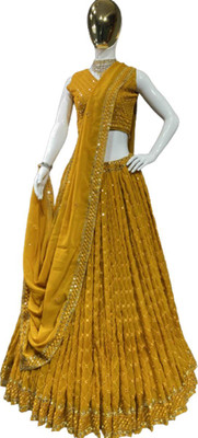 KAPANKU Self Design Semi Stitched Lehenga Choli(Yellow)