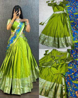 AAI CREATION Geometric Print Stitched Lehenga Choli(Green)