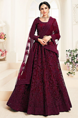 A To Z Cart Embroidered Semi Stitched Lehenga Choli(Multicolor)