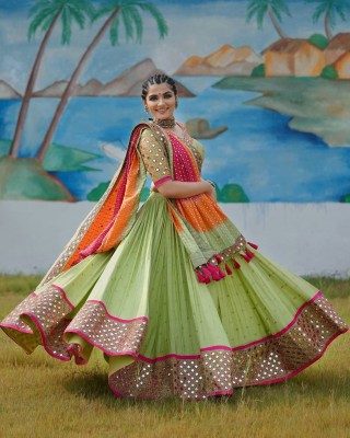 Mert India Embellished Semi Stitched Lehenga Choli(Light Green)