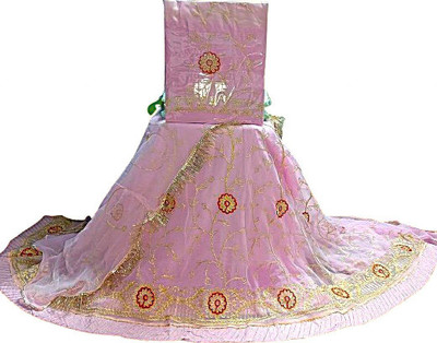 shrihari fashion Embroidered Semi Stitched Rajputi Poshak(Pink)