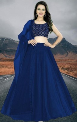 BIPIN ENTERPRISE Checkered Semi Stitched Lehenga Choli(Blue)