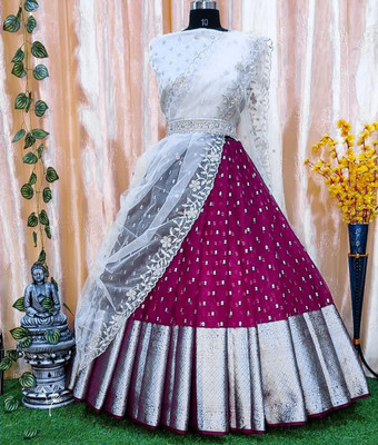 ROYAL JUNCTIONWEAR Printed Semi Stitched Lehenga Choli(Purple)