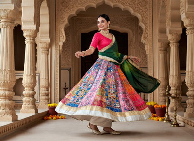 VASANT Floral Print, Printed, Geometric Print, Digital Print, Graphic Print Semi Stitched Lehenga Choli(Multicolor)