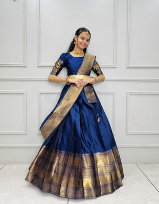 ADESHETHNICWEAR Self Design Semi Stitched Lehenga Choli(Blue)