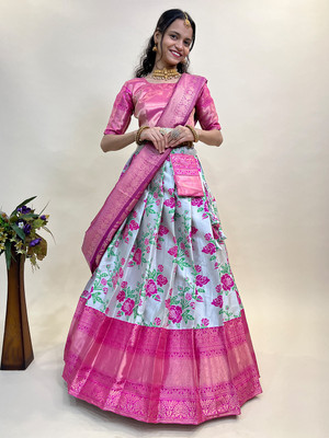 Divastri Self Design Semi Stitched Lehenga Choli(Grey)