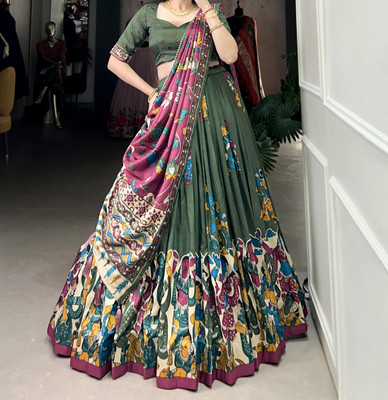 Zinsy Creation Printed Semi Stitched Lehenga Choli(Multicolor)