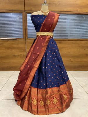 Sonu Creation Self Design Semi Stitched Lehenga Choli(Dark Blue)