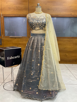 Sonu Creation Self Design Semi Stitched Lehenga Choli(Blue)