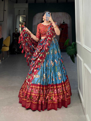 AAYUSHYAM ENTERPRISE Printed Semi Stitched Lehenga Choli(Light Blue)