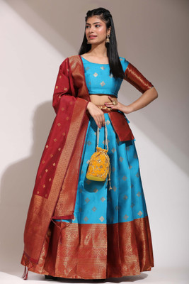 MR Y Self Design Semi Stitched Lehenga Choli(Blue)