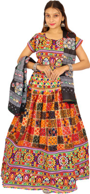 TAVAN Leheriya Semi Stitched Lehenga Choli(Multicolor)