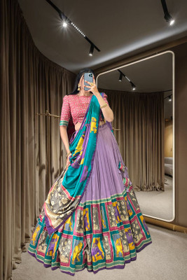 viraasat Printed, Paisley Semi Stitched Lehenga Choli(Purple)