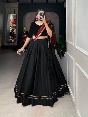 AAYUSHYAM ENTERPRISE Self Design Semi Stitched Lehenga Choli(Black)