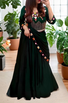 balaji textiles Embroidered Semi Stitched Lehenga Choli(Green)