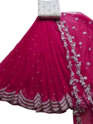 DEVS CREATION Embroidered Semi Stitched Lehenga Choli(Pink)