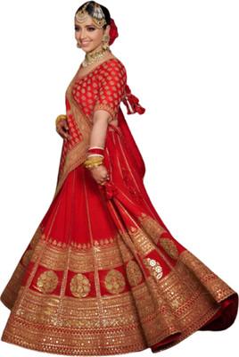 Aptex Embroidered, Self Design Semi Stitched Lehenga Choli(Red)