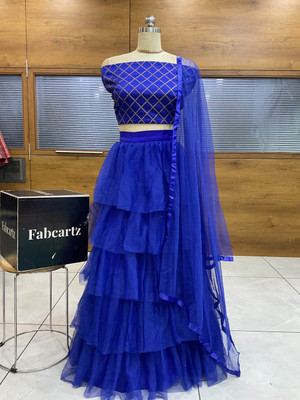 MR Y Self Design Semi Stitched Lehenga Choli(Dark Blue)