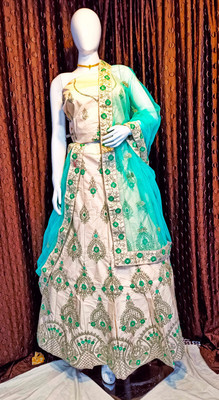Spewim Embroidered Semi Stitched Lehenga Choli(Multicolor)