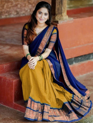 Harshiv Textile Embellished Semi Stitched Lehenga Choli(Blue, Yellow)