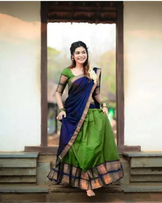 SHREEENATHJICREATION Self Design Semi Stitched Lehenga Choli(Green)