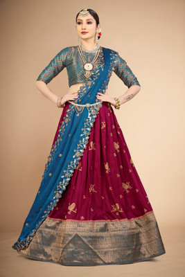 Sonu Creation Self Design Semi Stitched Lehenga Choli(Maroon)
