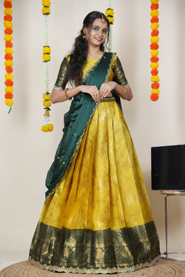 SHREE CREATION Self Design Semi Stitched Lehenga Choli(Yellow)