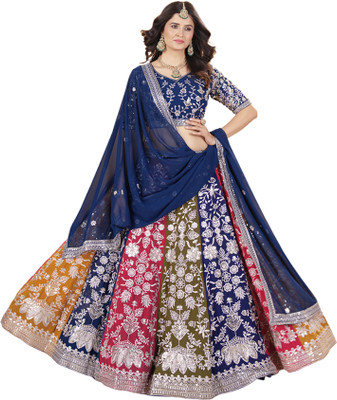 Fijyfab Embroidered Semi Stitched Lehenga Choli(Pink)