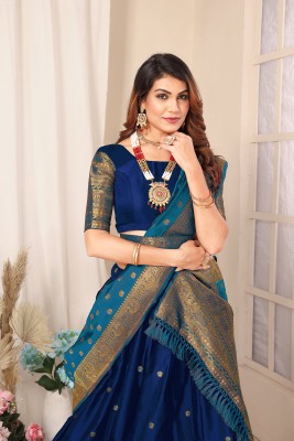 HN FASHION Printed Semi Stitched Lehenga Choli(Blue)