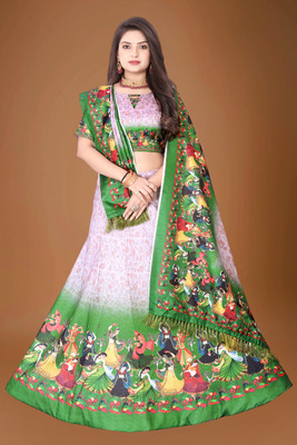 Hanumant Creation Digital Print Semi Stitched Lehenga Choli(Green)