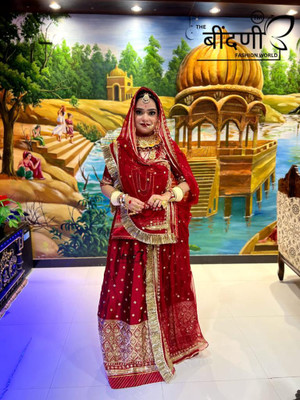 WomenFashion Embroidered Semi Stitched Lehenga Choli(Red)