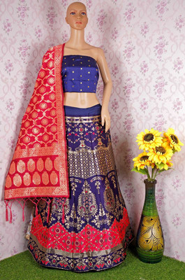 Harshiv Textile Self Design Semi Stitched Lehenga Choli(Pink)