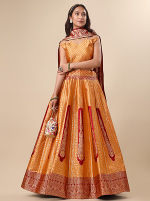 PURVAJA Embellished Semi Stitched Lehenga Choli(Yellow)
