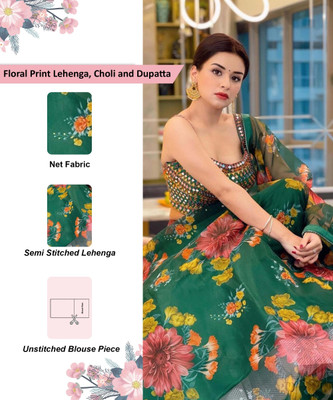 Aatvi Digital Print Semi Stitched Lehenga Choli(Green)