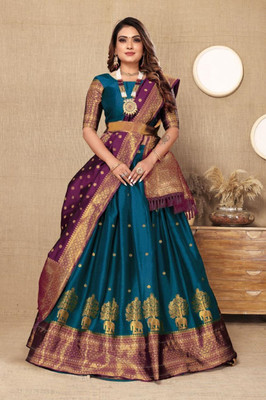 DD's creation Embellished Semi Stitched Lehenga Choli(Light Blue)