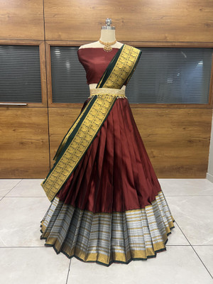 MR Y Self Design Semi Stitched Lehenga Choli(Maroon)