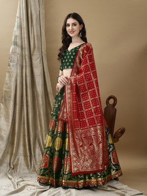 SWAMI STUDIO Self Design Semi Stitched Lehenga Choli(Multicolor)