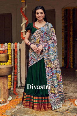 Divastri Self Design Semi Stitched Lehenga Choli(Dark Green)