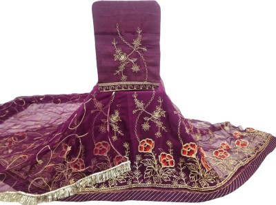 Man Fashion Embroidered Semi Stitched Rajasthani Poshak(Purple)