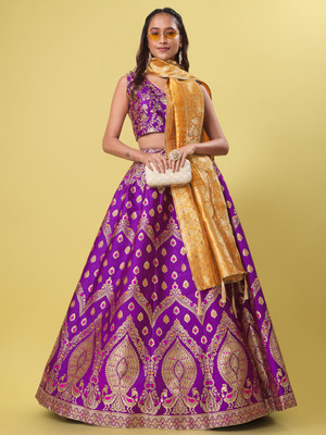 PURVAJA Embellished Semi Stitched Lehenga Choli  (Purple) For Rs. 489 @ 92 %