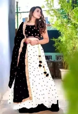 CRAZE N WORLD Embroidered, Self Design Semi Stitched Lehenga Choli(Dark Blue)