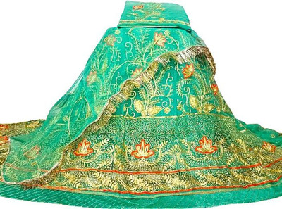 WOMENGIRLFASHION Embroidered Semi Stitched Rajasthani Poshak(Green)
