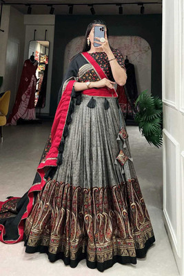 AAYUSHYAM ENTERPRISE Printed Semi Stitched Lehenga Choli(Grey)