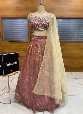 PinkBindi Self Design Semi Stitched Lehenga Choli(Pink)